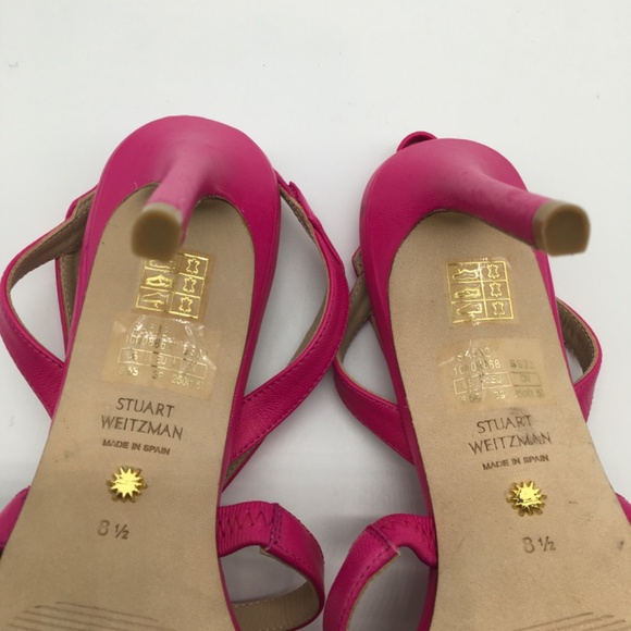 Stuart Weiztman Soiree 100 Sandal  Magenta Smooth SIZE 8.5 - Picture 7 of 9
